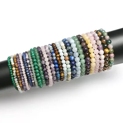Crystal Gemstone Bracelet Beads Chakra Stone Stretch Reiki Jewellery Handmade • £2.15