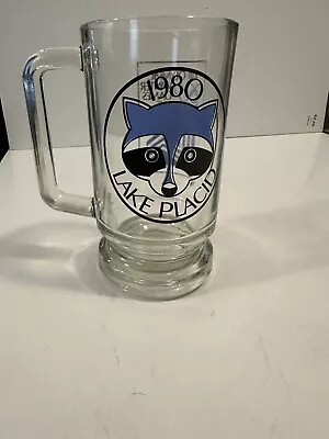 Lake Placid Xlll Winter Olympic Games 1980 Roni Raccoon Glass Mug Vintage 5 1/2” • $15