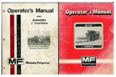 Massey Ferguson MF-550 Combine And MF-751 Pull Type - Owners Manuals Lot Of 2 • $9.63