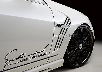 Sports Mind Powered By MITSUBISHI SPORT Decal Sticker Emblem Logo BLACK Pair • $39.95