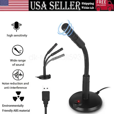 USB Computer Mini Condenser Microphone Stand Recording Mic For PC Desktop Laptop • $10.48