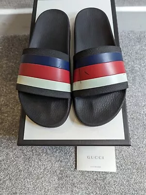 Genuine Gucci Pursuit 72 Mens Sandles Sliders Blue White Red UK 8 RRP £210 Box  • £70