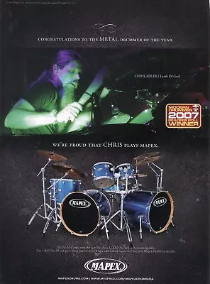 2007 Print Ad Of Mapex Pro M Classic Drum Kit W Chris Adler Lamb Of God • $9.99