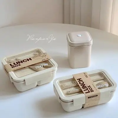 Wheat Straw Lunch Box Healthy BPA Free Bento  Microwave Dinnerware Food Storage • $11.99