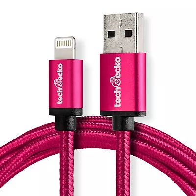 Tech Gecko Braided USB Charger Cable Sync Lead For IPhone 14 13 12 11 SE X 8 7 6 • £7.99