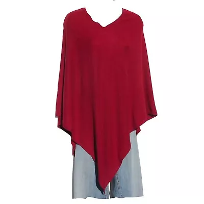 Cashmere| Poncho|Knit|V-Neck|Nepal|Handmade|Himalayan B+ Yarn|Ruby Red • $79.20