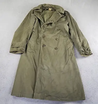 WW2 1946 US Army Military Overcoat Trench Coat Remove Liner  Medium Reg 6/23/46 • $89.88