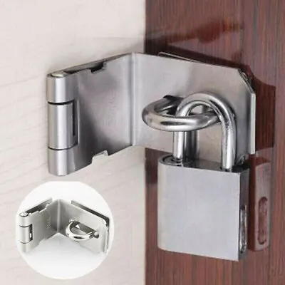 Corner Buckles Stainless Steel Door Lock Hasp Staple Padlock Clasp Shed Latch • £6.54