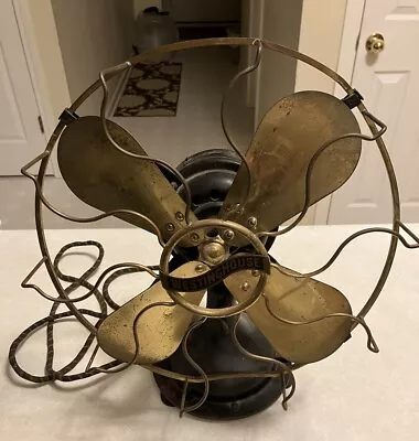 Westinghouse Brass 12  4 Blade Fan 162628B 3 Speed 1906-1914 Patent Dates • $279.99