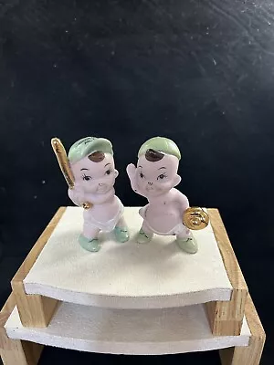 Vintage Salt & Pepper Shakers Of Baby Baseball Players (Victoria Ceramics Japan) • $15