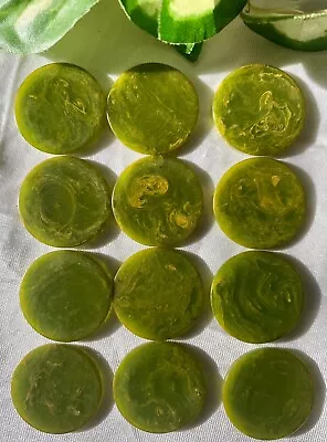 12 Tiny 7/8” Miniature Lemon Lime Green🍋🍋‍🟩 Marble SwirL Bakelite Poker Chips • $45