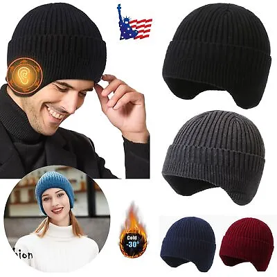 Winter Ear Flaps Knit Hat Warm Cuff Beanie Skull Cap Outdoor Ski Men Women Gifts • $7.99