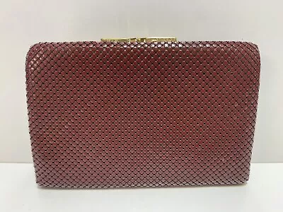 Vintage GLOMESH Branded Burgundy Gold Metal Mesh Ladies Purse Wallet • $85