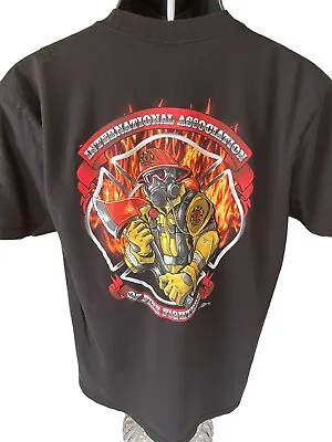 International Association Of Fire Fighters T-Shirt Men's Large Black Royal Appar • $16.11