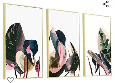 Artbyhannah Framed Botanical Canvas Wall Art 3 Piece Triptych Each 16 X24  • $45