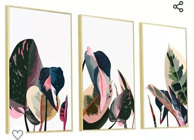 Artbyhannah Framed Botanical Canvas Wall Art 3 Piece Triptych Each 20 X28  • $65