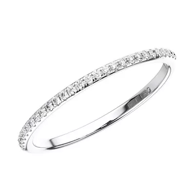 950 Platinum Micro Pave Set 100% Natural Round Cut Diamond Half Eternity Ring • $976.07