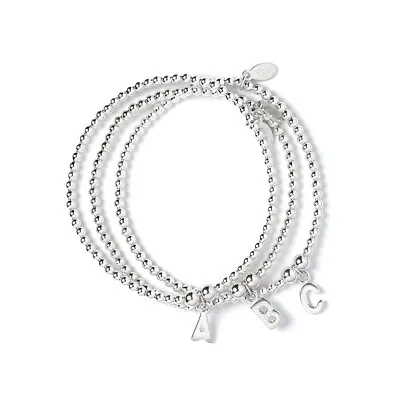 Sterling Silver Ball Bead Bracelet With Initial Letter Charm • £19.99