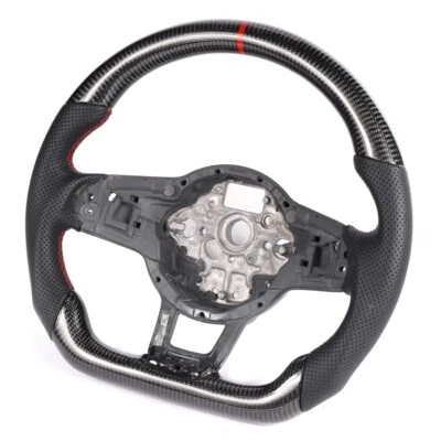 $399 • Buy VW Golf 7 MK7 7.5 R GTI Carbon Fiber Leather Steering Wheel Red Stitching