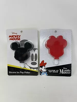 Walt Disney Mickey & Minnie Mouse Silicone Mold Ice Pop Popsicle Maker Set Of 2 • $9.99