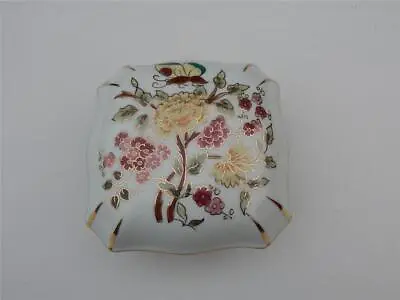 Vilmos Zsolnay Hungary Trinket Pot With Lid. Hand Decorated Flowers & Butterly • $107.94