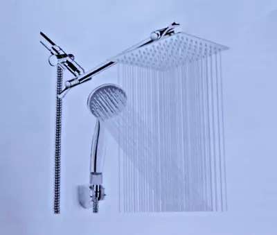 Metal 8  Rain Shower With 5 Setting Handheld Spray 12  Extension Arm Chrome; MS • $29.95