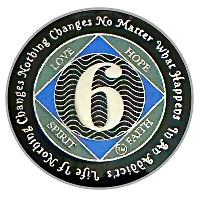 NA 6 Year Medallion Silver Blue Color Epoxy Plated Narcotics Anonymous Coin • $25.99