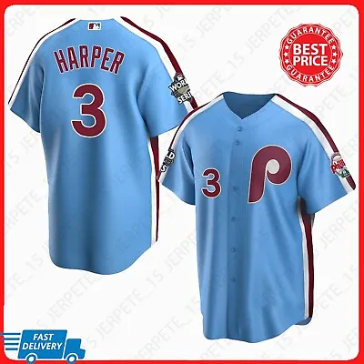 Bryce Harper #3 Philadelphia Phillies World Series Light Blue Jsy Fan Made • $31.99