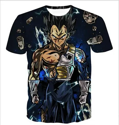 $17.99 • Buy Mens Cartoon Anime Saiyan Vegeta Fighting Dragon Ball Short Sleeve T-shirt Tops