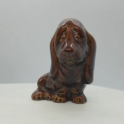 Vintage HAEGER Brown Basset Hound Ceramic Dog 4  Tall Made In USA Signed • $29.99