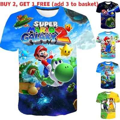 Kids Boy Mario Kart 3D Printed Short Sleeve T-Shirt Summer Casual Tee Shirt Top◢ • £9.99