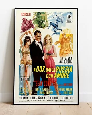 JAMES BOND FROM RUSSIA WITH LOVE ITALY REPRO Film Poster 36 X24  Similar To A1 • £11.99