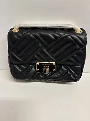 Michael Kors Black Peyton Leather Medium Shoulder Crossbody Handbag 35S9GP6F2T • $85