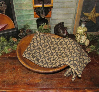 $11.95 • Buy Prim Antique Vtg Style Cross Buck Black Tan Cotton Woven COVERLET RUNNER AQ75SR