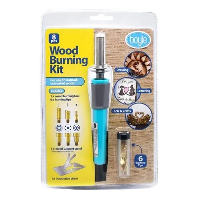 Boyle Wood Burning Pen Tool Pyrography Arts/Craft Kit W/ 6x Tips/Metal Stand • $27