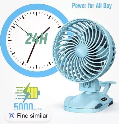 HONYIN 5000mAh Rechargeable Battery Operated Clip On Fan 6'' CVT Small Desk Fan • $12