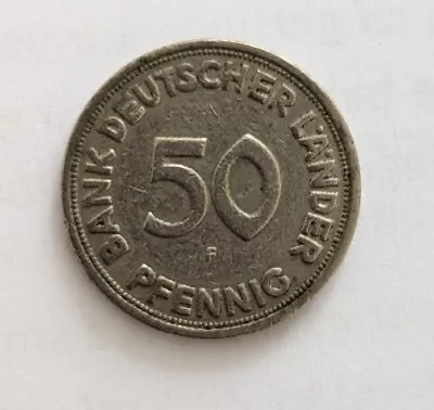 Rare 50 Pfennig Coin - 1949 - F - Bank Of German States • £200