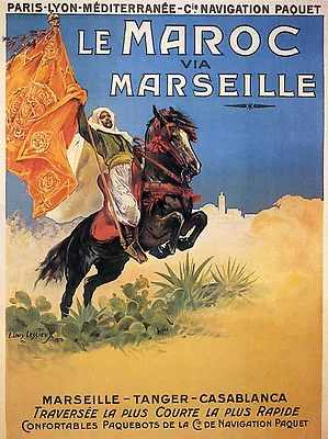 Morocco Marseilles Casablanca Tangier Horse Vintage Poster Repro FREE SHIPPING • $22.15