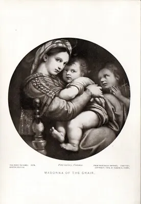 1922 The Perry Pictures “Madonna Of The Chair” 8”x5.5” Print Boston Edition#324 • $6