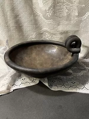 Vintage Hand Thrown Browns Black Glaze Bowl Studio Art Pottery Signed 10” Handle • $52