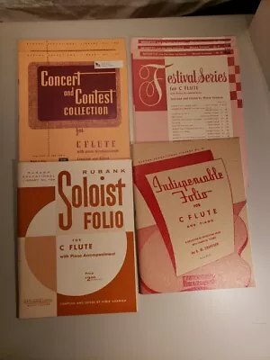 Flute Sheet Music Books Lot Of 7 Solo And Piano Sheets Vintage Rubank INC • $18.97