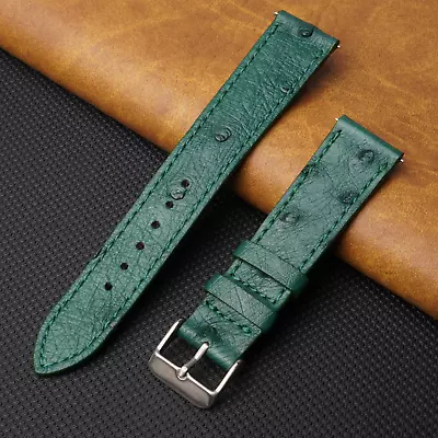 21mm Green Watch Band Men Real Ostrich Leather Watch Strap Quick Release • $21.99