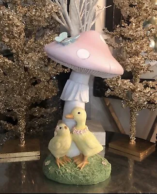 Martha Stewart 12” Easter Spring Mushroom Figurine With Duck And Chick  NEW • $39