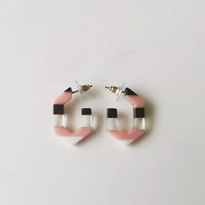 New 28mm MadeWell Resin Hoop Earrings Gift Fashion Women Party Holiday Jewelry • $7.99