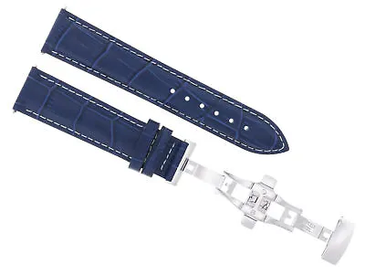 22mm Leather Watch Strap Band Clasp For Montblanc Timewalker Chrono Utv Blue Ws • $29.95