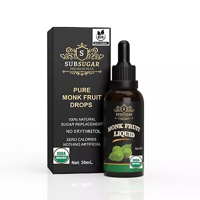 SubSugar Organic Monk Fruit Drops Pure Liquid Sweetener No Erythritol Concentrat • $17.63