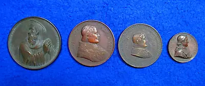 1834-1870 POPE 4 BRONZE MEDALS Jesus On The Sea Of Galilee  JESUS WASHING FEET • $349