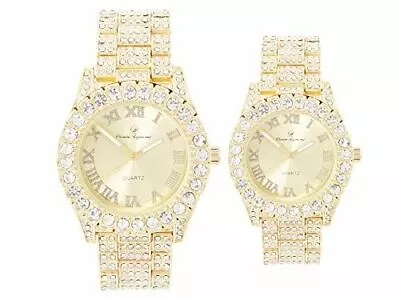 Bling'ed Out His And Hers Hip Hop Matching Watch Set - Perfect For Today's Power • $85.63