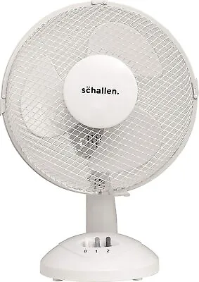 Schallen 9  Desk Top Fan White Oscillating 3 Speed Cooling Air Home Office • £2