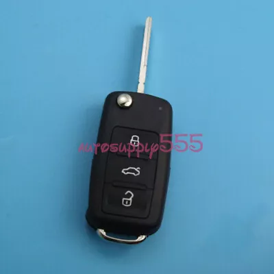 Flip Remote Key Shell Case W.Blade For VW GTI Jetta Polo GOLF MK6 Touareg FOB 3B • $7.47